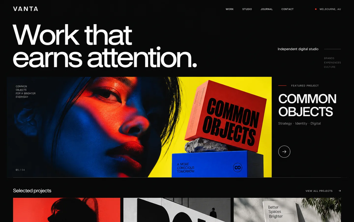 Vanta Studio, a creative studio website concept